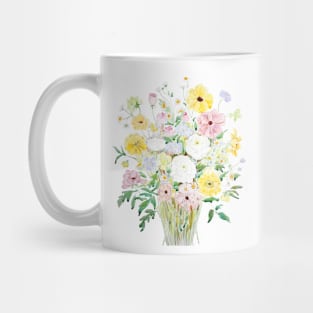 colorful wildflowers bouquet watercolor Mug